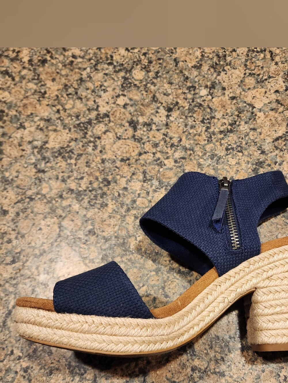Women’s Toms Majorka Wear Good Navy Espadrille Block Heel Sandals, Size 7.5